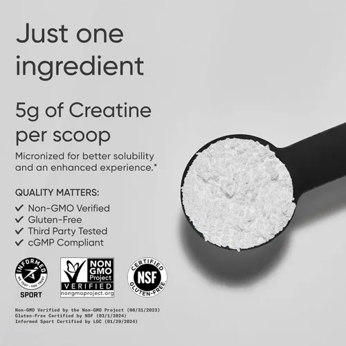 Vista 2 de Sports Research Creatine Monohydrate - Ganar músculo magro, mejorar el rendimiento y la fuerza y apoyar la recuperación del entrenamiento* - 5 g