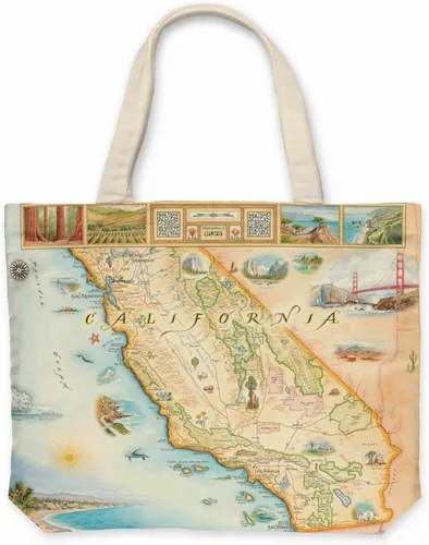 Vista 39 de Xplorer Maps Bolsa de lona con asas, bolsa de compras de comestibles de tela, bolsa reutilizable y ecológica, 100% algodón, lavable