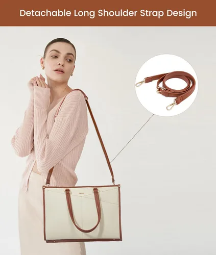 Vista 5 de LOVEVOOK Bolsa para laptop para mujer, bolsa de trabajo para laptop de 15.6 pulgadas, bolsa de trabajo Cancas, bolso casual para viajes, bolsas
