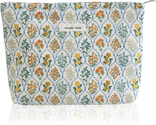Vista 30 de Wudygirl Bolsa de maquillaje de lona para mujer, organizador estético de maquillaje, bolsa de maquillaje de viaje, bolsa de aseo para bolso, bolsa