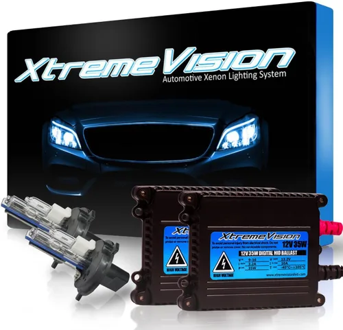 Vista 9 de XtremeVision H1 - Paquete de bombillas de xenón para faros delanteros de 10 K y 35 W DC, balasto delgado, 10000 K, azul oscuro, 1 par