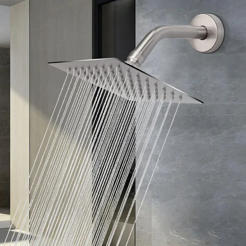 Vista 7 de Nearmoon - Cabezal de ducha de lluvia, diseño cuadrado de acero inoxidable de alto flujo, alta presión, experiencia de ducha impresionante incluso