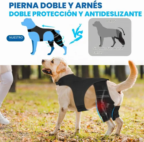 Vista 3 de Rodillera para perro, soporte de cadera ajustable para perros (gris-negro, XS)