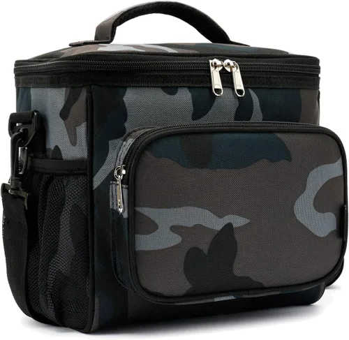 Vista 39 de FlowFly - Lonchera reutilizable con aislante para adultos, grande, para mujeres y hombres, con correa ajustable para el hombro, bolsillo frontal