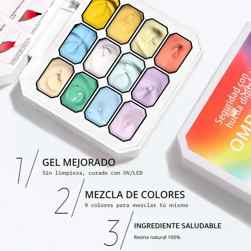 Vista 5 de Paleta de Esmalte de Uñas en Gel Sponge Pat, 12 Colores para Mezclar Ombré Degradado, Pintura Degradada para Arte de Uñas, Sin Limpieza, Curado
