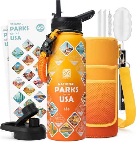 Vista 89 de DYSANKY Botella de agua aislada de 32 onzas, metal al vacío de acero inoxidable grueso, jarra de agua deportiva portátil para gimnasio y senderismo