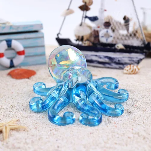 Vista 3 de Moldes de resina de pulpo de silicona, lindos moldes epoxi de pulpo, molde de silicona 3D de animales grandes para fundición de resina, colgar