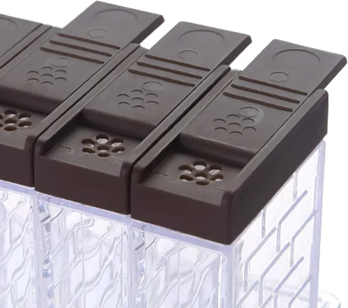 Vista 4 de Jucaifu 6 frascos para especias cocteleras, salero y pimentero, dispensador de especias de plástico, salero, caja agitadora de condimentos, juego