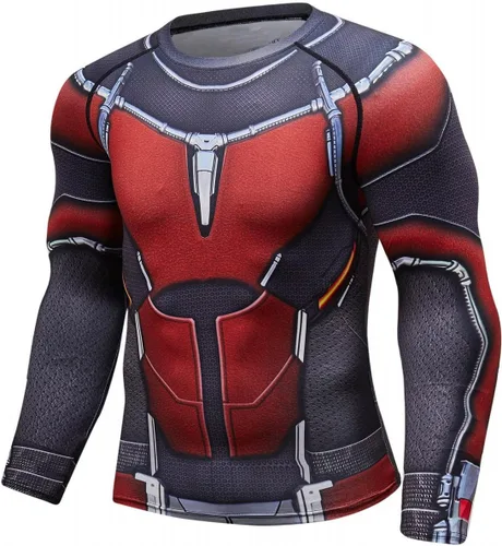 Vista 3 de Camiseta deportiva de compresión de manga larga para hombre, ajustada, deportiva, entrenamiento, correr, rendimiento, camiseta de secado fresco