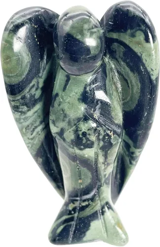 Vista 7 de Fekuar Piedra natural de ojo de tigre curativo, cristal curativo, estatua de ángel de la guarda, escultura de bolsillo de piedra de palmera