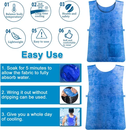 Vista 5 de HUOFU Chaleco de enfriamiento de hielo para hombres y mujeres, camisa evaporativa de agua para pacientes con EM deportes al aire libre, trabajo