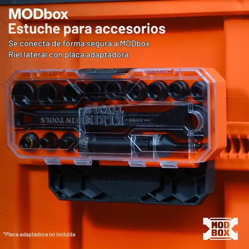 Vista 8 de Klein Tools 65400 KNECT Juego de 15 piezas de pasadores de enchufe, juego de enchufes de impacto SAE con estuche MODbox, enchufes, puntas