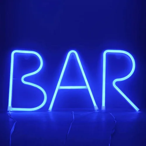 Vista 8 de ENUOLI Letrero de neón azul con letras LED USB/luces alimentadas por batería, letrero alfabético, marquesina, letra, decoración, luces nocturnas