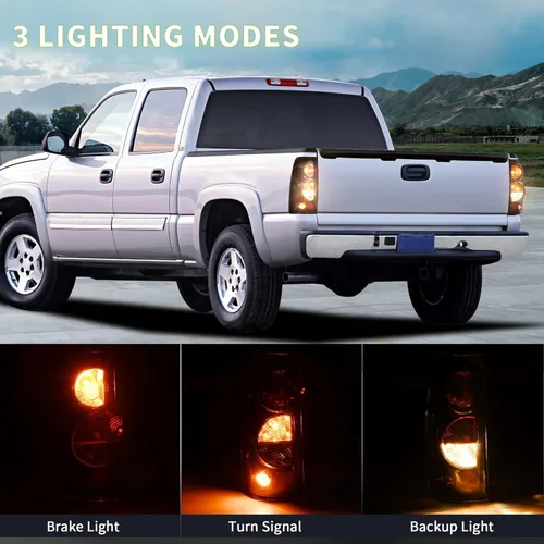 Vista 4 de DWVO Combo de faros y luces traseras compatible con Chevy Silverado 1500 2500/03-06 Silverado 1500 HD 2500 HD 2500 HD 3500/07 Chevy Silverado