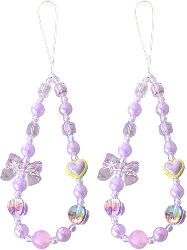 Vista 20 de Beaded Phone Charm Cute Fixed Beads Pearl Wristlet Chain Camera Wrist Strap CarKey Lanyard