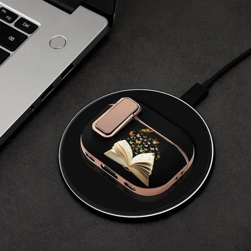 Vista 4 de Flying Butterfly from Book - Funda para auriculares compatible con Airpods Pro 2 con hebilla de botón galvanizado