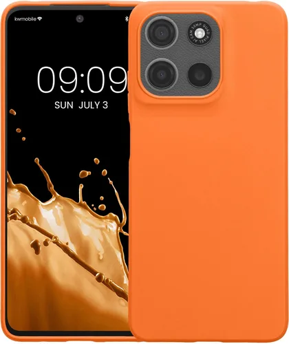 Vista 7 de kwmobile Funda compatible con Motorola Moto G15 / G15 Power/ G17 / G17 Power - Funda protectora de silicona TPU suave y delgada - Naranja afrutado