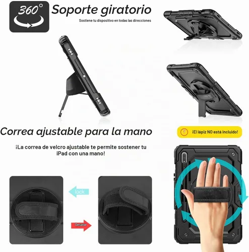 Vista 4 de Funda para Samsung Galaxy Tab S8/S7 de 11 pulgadas 5G Funda para Tableta 2022/2020, [con Protector de Pantalla de Vidrio Templado], Soporte Negro