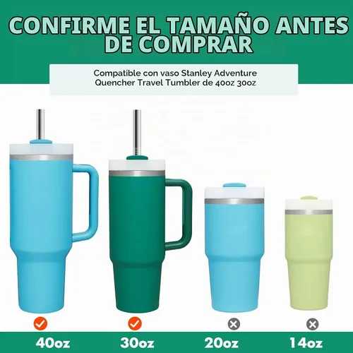 Vista 3 de Popote de acero inoxidable de repuesto para vaso de viaje Stanley Adventure y vasos Simple Modern de 40 onzas, 8 popotes de metal reutilizables