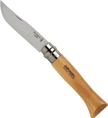 Vista 13 de OPINEL Nº 06 INOX - Cuchillo de bolsillo plegable de acero inoxidable Sandvik, mango de madera de haya, hoja de 2.87 pulgadas, collar de bloqueo