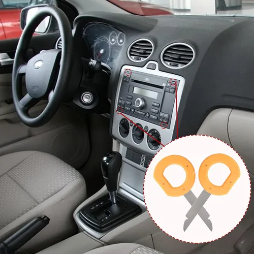 Vista 5 de Paquete de 4 herramientas de extracción de radio, asas de fácil agarre y cuchillas rígidas, compatible con Audi, VW Volkswagen, Mercedes Benz