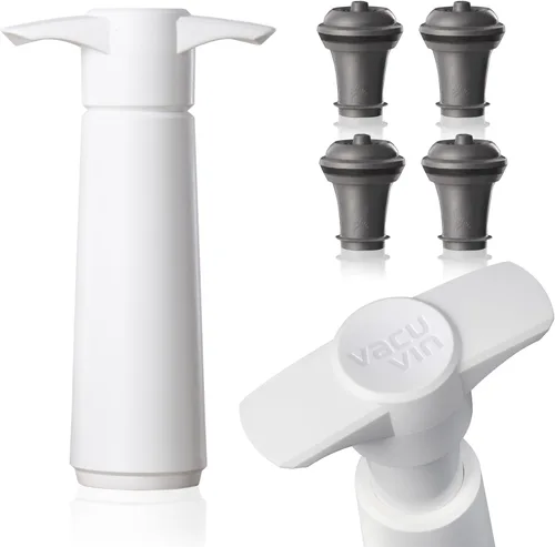 Vista 12 de Vacu Vin Juego de 2 tapones de vacío para guardar vino, color gris, sellado hermético para botellas abiertas para preservar la frescura hasta 10