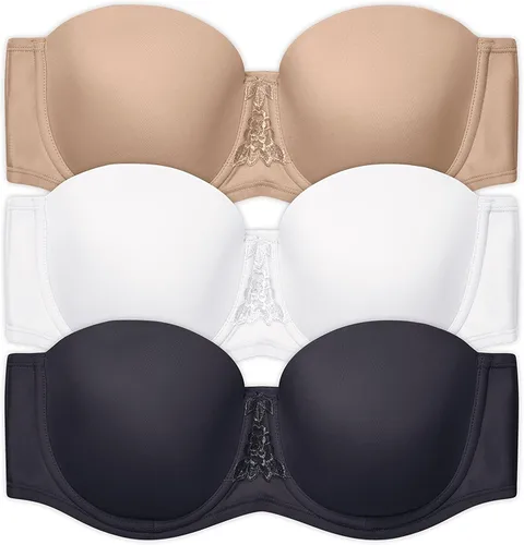 Vista 8 de Vanity Fair - Brasier sin tirantes para mujer, suaviza la espalda Paquete de 2 - Beige/Negro