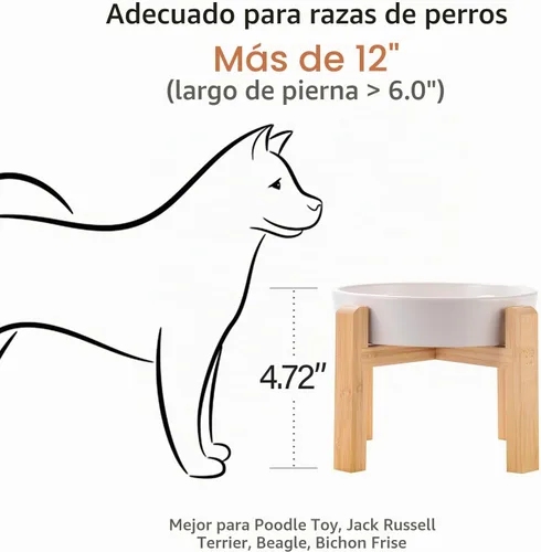 Vista 3 de Cuenco de cerámica blanca para perros de raza pequeña y media, cuenco elevado de alimentación lenta de 6.1 pulgadas, cuenco de comida para perros