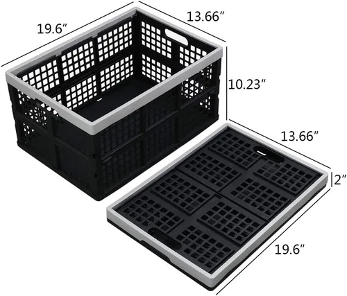 Vista 4 de Paquete de 4 cajas de almacenamiento plegables de plástico de 40 L, cesta plegable de almacenamiento apilable grande Breathable Plastic