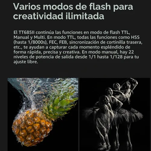 Vista 4 de GODOX TT685II-C E-TTL Flash for Canon Speedlight Camera Flash,2.4G Wireless