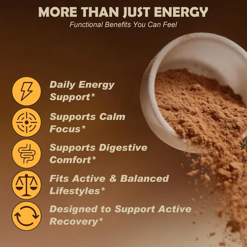 Vista 4 de Café proteico en polvo, café helado de proteína de suero Mezcla de 14 hongos con reishi y melena de león, L-teanina, ashwagandha y DHA Sin