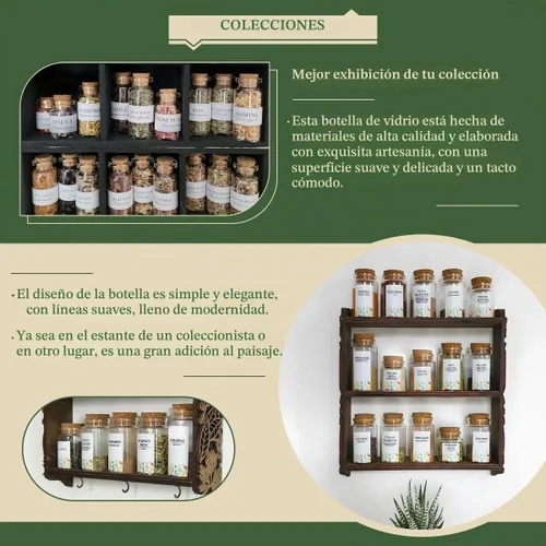 Vista 4 de JIUYUE 15 piezas de botellas de vidrio de 10 ml con corcho, frascos de vidrio pequeños, botellas de almacenamiento para líquidos