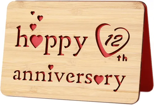 Vista 30 de Tarjeta de felicitación de madera para el primer aniversario, hecha a mano, 1 año, aniversario de boda, tarjeta de primer aniversario para ella, él