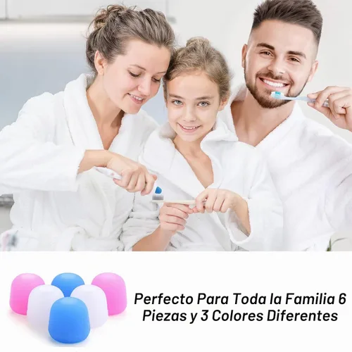 Vista 6 de Paquete de 6 tapas de pasta de dientes de silicona, dispensador de pasta de dientes reutilizable con cierre automático con caja organizadora