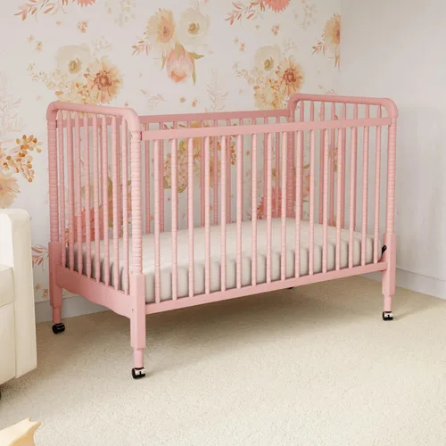 Vista 4 de Cuna convertible Davinci Jenny Lind 3 en 1 en Rosado Claro, con ruedas removibles, Greenguard Gold Rosa rubor