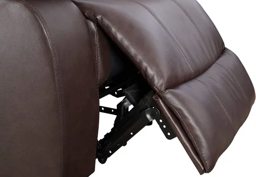 Vista 9 de Juego de sofá reclinable de 3 piezas, tapicería de cuero regenerado, reclinable manual con mesa desplegable y consola central (marrón, 3 piezas)