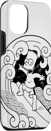 Vista 3 de Funda de madera japonesa para iPhone 15 Los Simpsons Bart Surfing