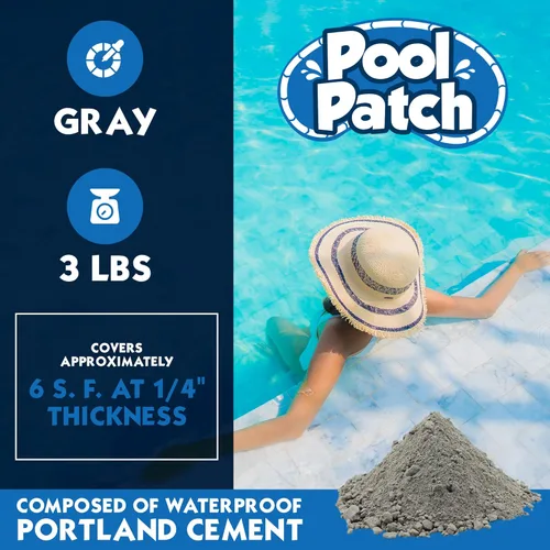 Vista 4 de Pool Patch Kit de reparación adhesivo para azulejos de piscina gris de 3 libras, fórmula de ajuste fácil de mezclar y aplicar, perfecto para pegar