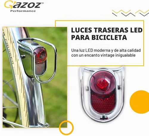 Vista 2 de Accesorios para bicicleta - Luces traseras LED traseras - Chrome Old School Vintage Classic Tour W/Baterías (LM-002)