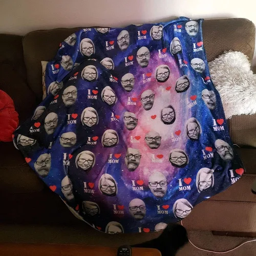 Vista 9 de Manta personalizada de fotos y textos para bebés, niños y adultos. Manta facial de forro polar personalizada, regalos personalizados para perros