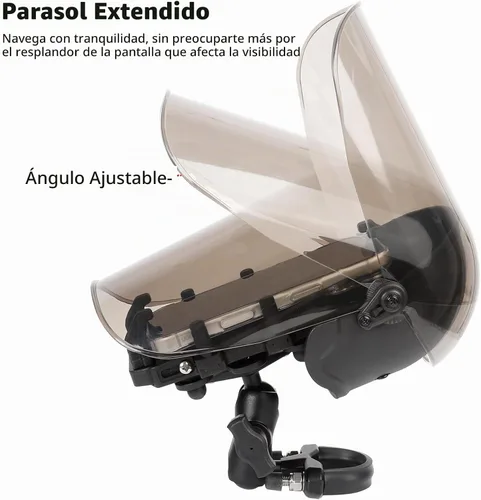Vista 5 de Soporte de teléfono para motocicleta con amortiguador de vibraciones, impermeable, resistente al sol, base de montaje de manillar de aleación