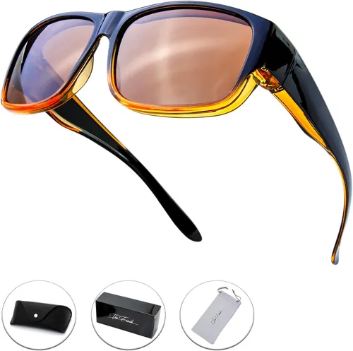 Vista 6 de The Fresh - Lentes de sol polarizados, de alta definición y envolventes para uso sobre anteojos - Estuche de piel para anteojos