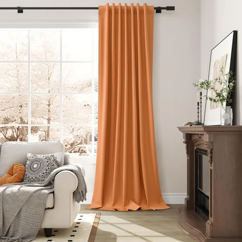 Vista 35 de Guken Cortinas opacas de lino, 2 paneles rústicos, elegantes, 100% opacas, con aislamiento térmico, banda de ganchos y trabilla trasera, 52 x 84