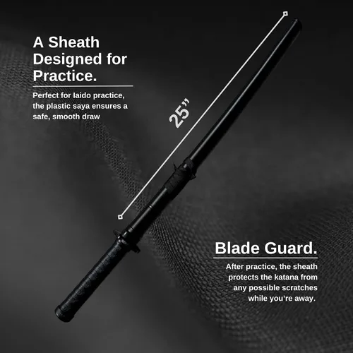 Vista 2 de E-BOGU Espada negra de polipropileno estilo madera con vaina de saya negra (33 pulgadas Mokume)