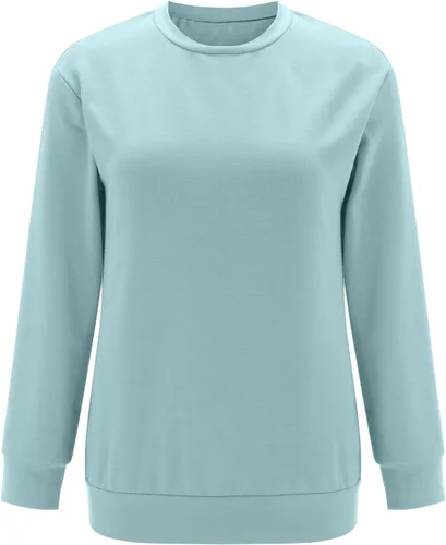 Vista 2 de HUMMHUANJ Camisetas de Mardi Gras para mujer, cuello redondo, manga larga, lindo pulóver, versión suelta, suéter de forro polar para mujer