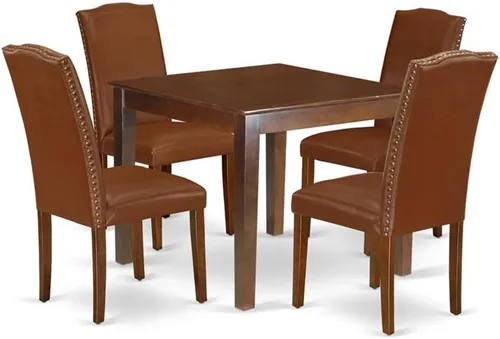 Vista 16 de East West Furniture OXEN5-LWH-57 - Juego de mesa y sillas de cocina de 5 piezas, incluye una mesa de comedor cuadrada y 4 sillas de comedor Parsons