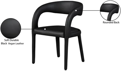 Vista 9 de Meridian Furniture 987Black-C Sylvester Collection Modern Silla de comedor tapizada de cuero vegano contemporáneo con respaldo redondeado, 23.5