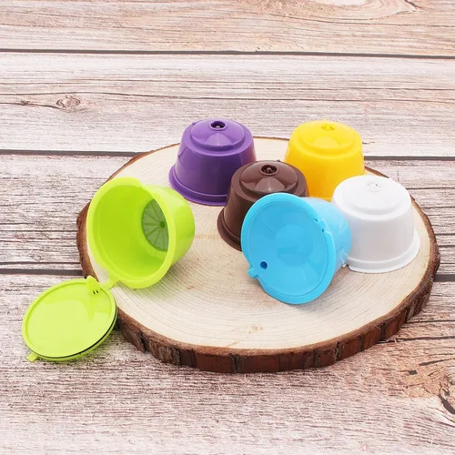 Vista 7 de Cápsula de café reutilizable para cafeteras Nescafe Dolce Gusto, paquete de 6 filtros de cápsulas de café coloridos recargables con cepillo