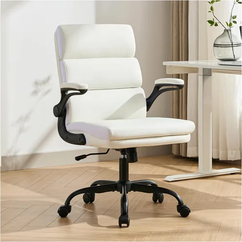 Vista 11 de amseatec Silla de Oficina Ajustable para Escritorio de Respaldo Medio Ejecutiva Cómoda de Tela Ergonómica con Soporte para la Espalda Silla de Beige
