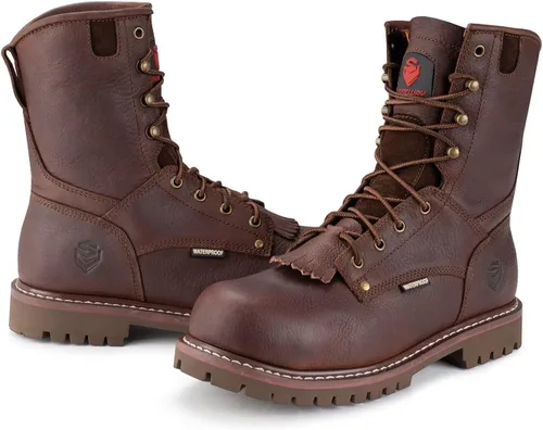 Vista 5 de SUREWAY Men's 8" Waterproof Steel-Toe Logger Work Boot,Superior Oil/Slip Resistant,Thicker Full Grain Leather,Wedge Rubber Sole,EH Rated